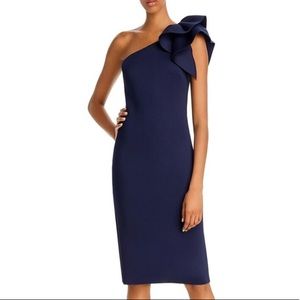 Ruffled one shoulder cocktail dress